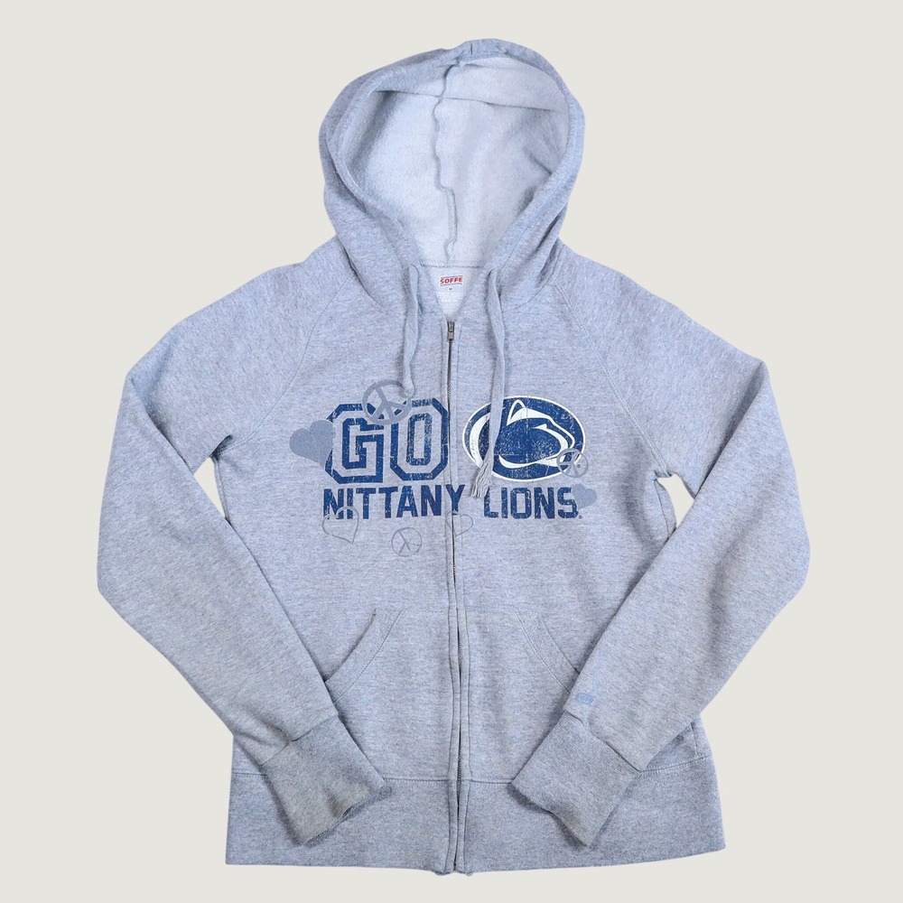 Soffe Penn State Nittany Lions Hoodie Women's Med Gray Zip Up Graphic Fleece Y2K